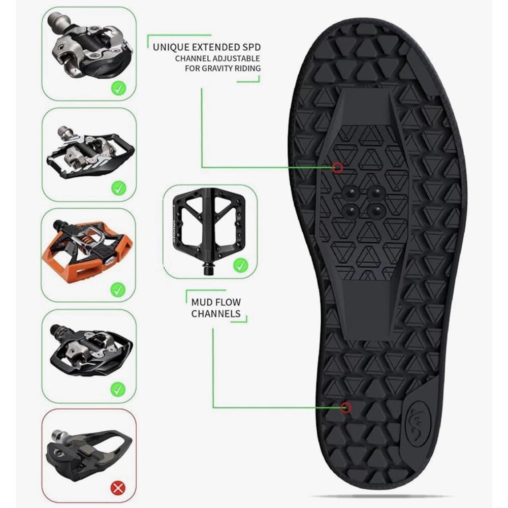 SANDUGO MTB Cycling Shoes Mens Size 13 SPD Clipless Mountain Bike Black EU 47 - Picture 9 of 10